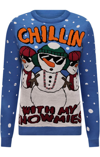 Kersttrui Chillin Snowmies Blauw - Unisex 