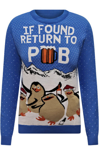 Kersttrui If Found Return To Pub Blauw - Unisex 