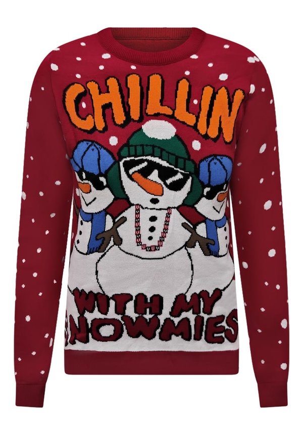 Kersttrui Chillin Snowmies Rood - Unisex