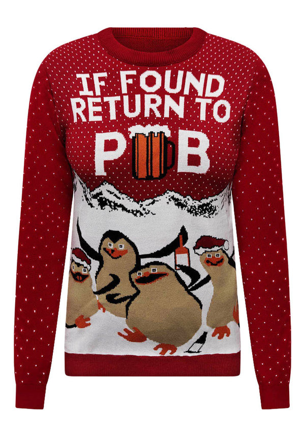 Kersttrui If Found Return To Pub Rood - Unisex