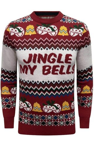 (Maat S) Kersttrui Jingle My Bells Rood Wit - Heren 