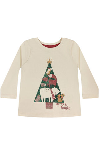 (Maat 86) Kerst T-shirt Kerstboom Glitter - Meisjes 