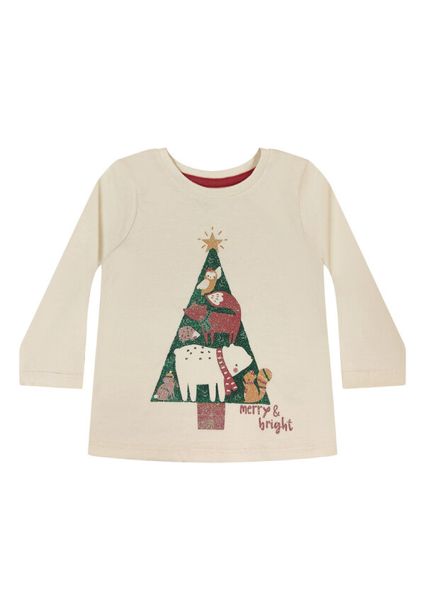 Kerst T-shirt Kerstboom Glitter - Meisjes