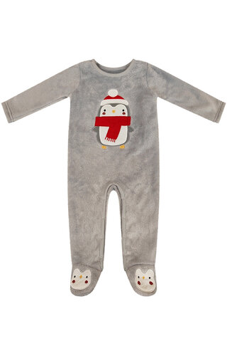 (Maat 50 & 86) Kerstpakje Pinguin Sjaal Grijs - Baby's 