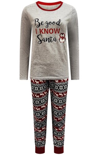 Kerst Pyjama Be Good I Know Santa Grijs - Dames 