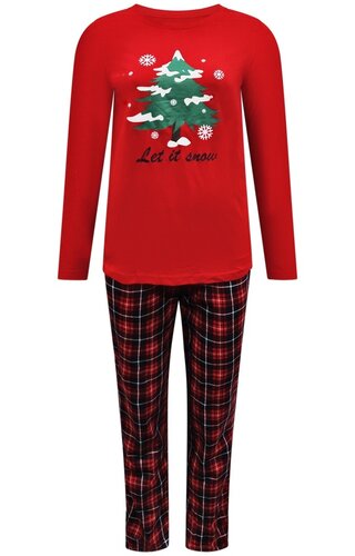 Kerst Pyjama Geruit Kerstboom Rood - Dames 