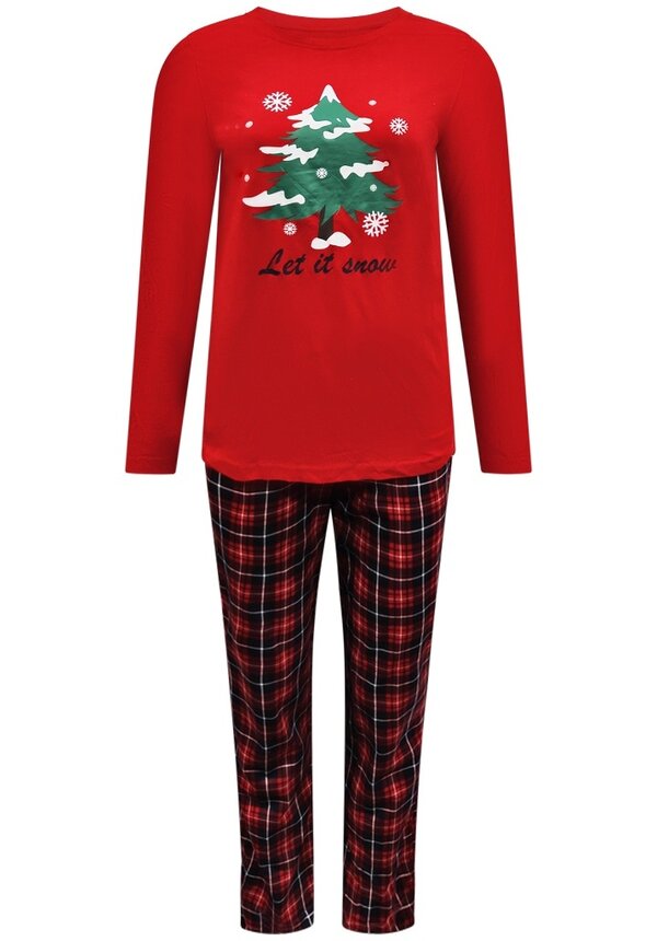 Kerst Pyjama Geruit Kerstboom Rood - Dames