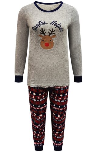 Kerst Pyjama Santas Helper Grijs - Dames 