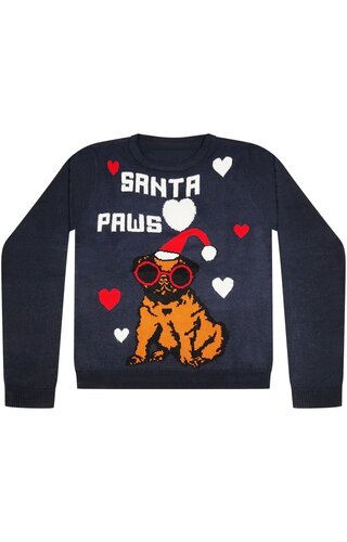 Kersttrui Santa Paws Donkerblauw - Meisjes 