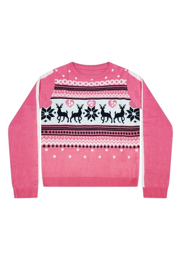Kersttrui Noors Hartjes Roze - Meisjes