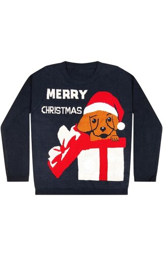 Kersttrui Merry Christmas Hond Cadeau - Meisjes 