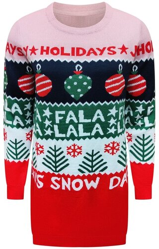 Kerst Jurk Fala Snow Holidays Rood Roze - Dames 