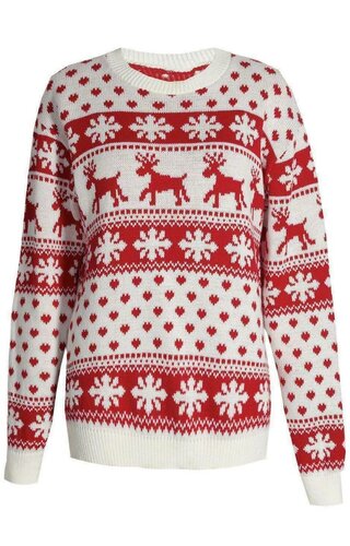 Kersttrui Noors Wit Rood - Meisjes 