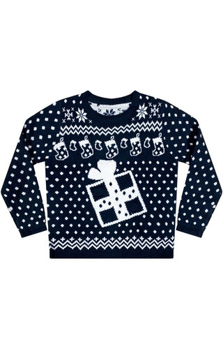 (98/104) Kersttrui Cadeau met Lichtjes Donkerblauw - Kinderen 