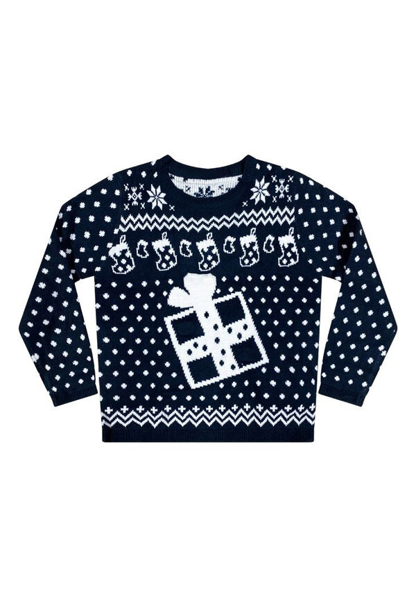 Kersttrui Cadeau met Lichtjes Donkerblauw - Kinderen