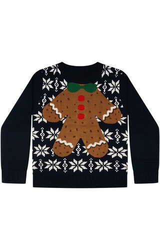 Kersttrui Gingerbread Donkerblauw - Kinderen 