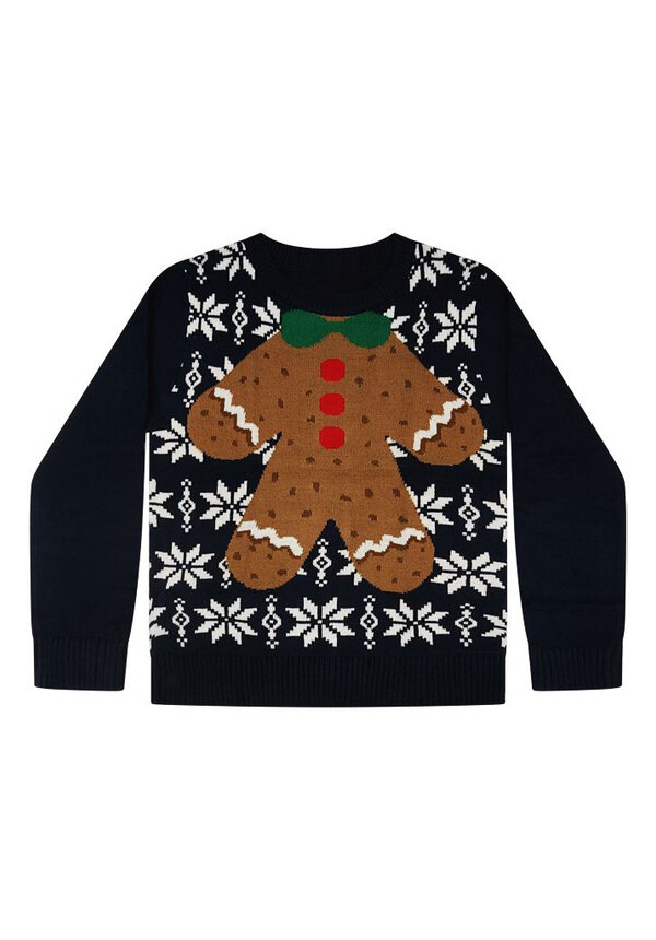 Kersttrui Gingerbread Donkerblauw - Kinderen