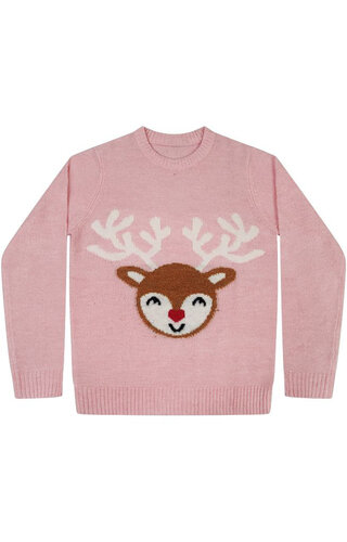 Kersttrui Rendier Roze - Meisjes 