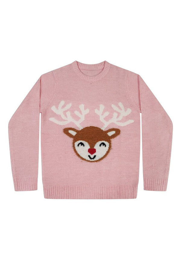 Kersttrui Rendier Roze - Meisjes