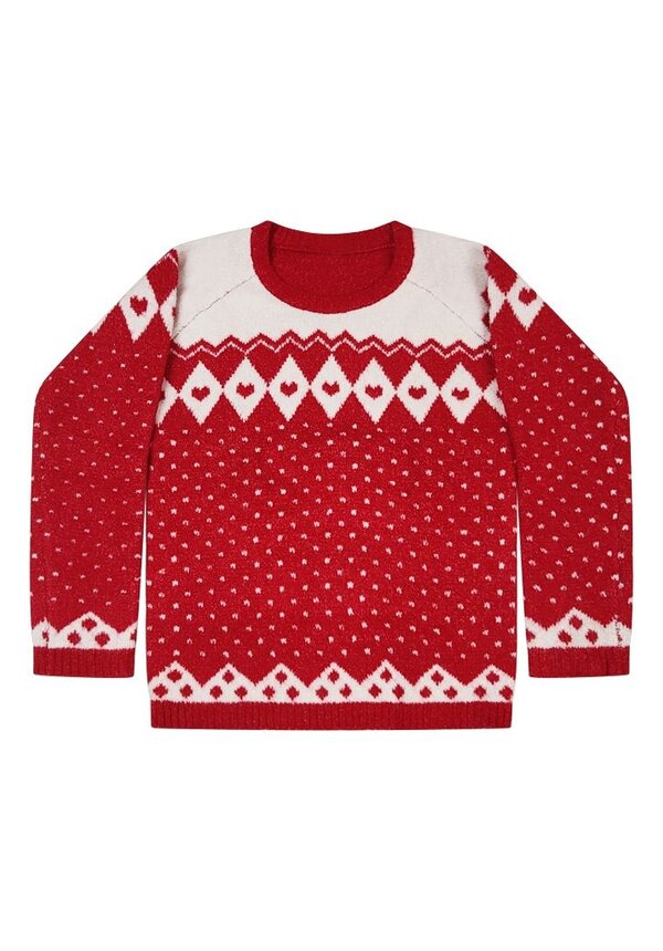 Kersttrui Noors Design Rood Wit - Meisjes