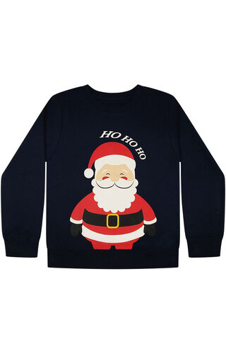 Kersttrui Kerstman Ho Ho Ho Donkerblauw - Kinderen 