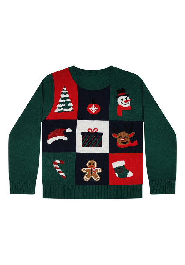 Kersttrui Vakjes Kerst Iconen Groen - Kinderen