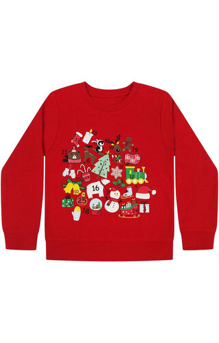 Kersttrui Kerst Iconen Kalender Rood - Kinderen 