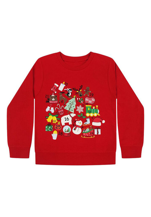 Kersttrui Kerst Iconen Kalender Rood - Kinderen