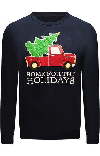 Kersttrui Home for the Holidays Donkerblauw - Heren 