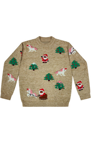 Kersttrui Kerst Iconen Beige - Meisjes 