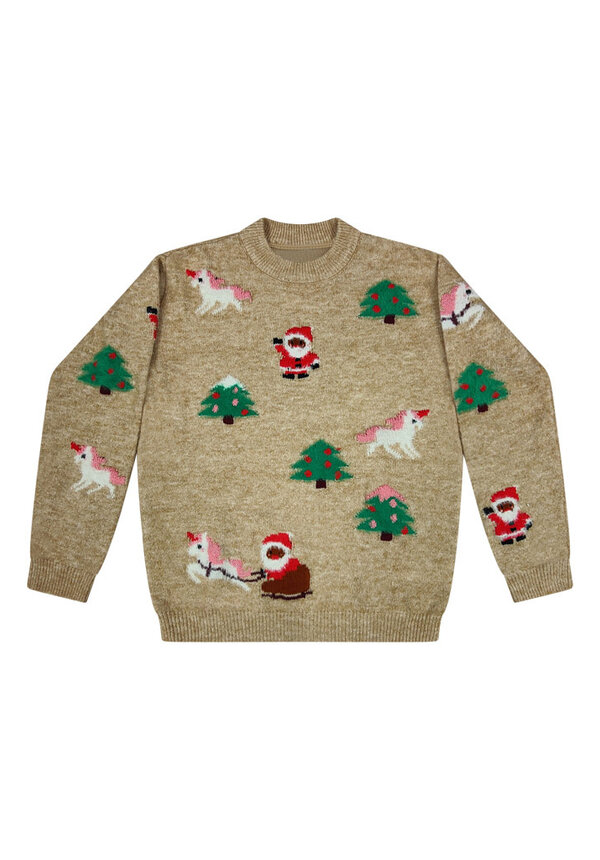 Kersttrui Kerst Iconen Beige - Meisjes