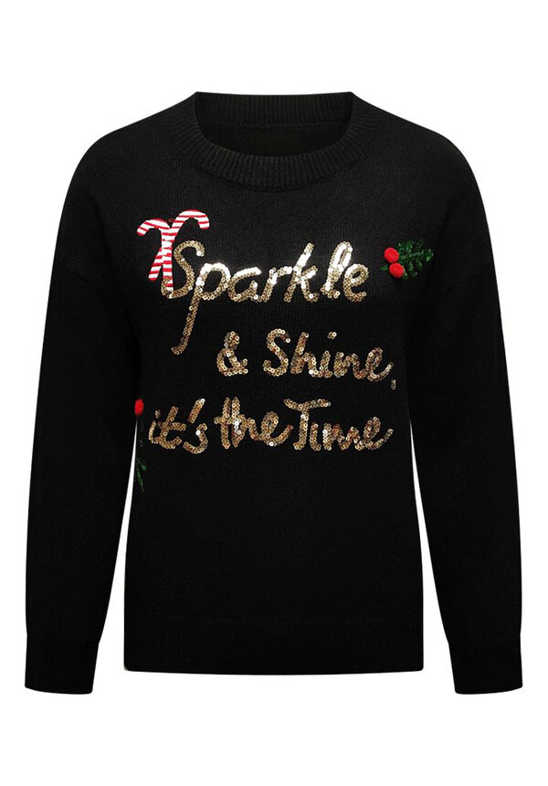 Kersttrui Sparkle & Shine Zwart - Dames