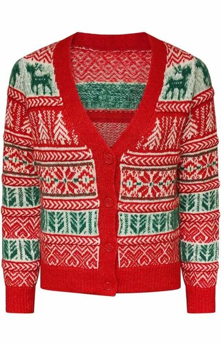 Kerst Vest Noors Rood Groen - Dames 