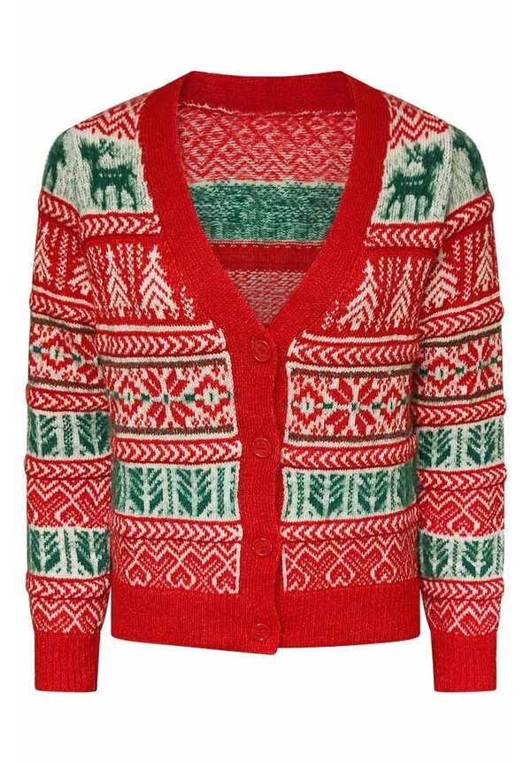 Kerst Vest Noors Rood Groen - Dames