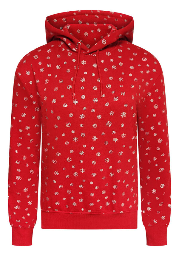 Kersttrui Zilveren Sneeuwvlokjes Rood - Dames