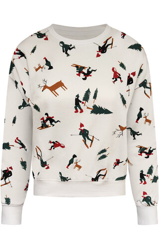 Kersttrui Ski Bomen Wit - Dames 