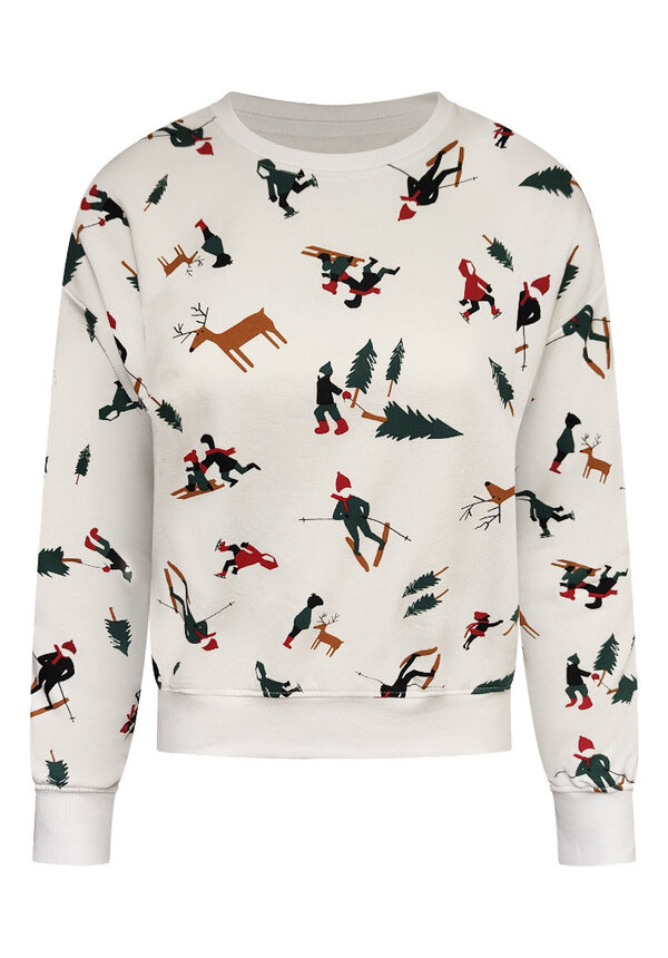 Kersttrui Skiing Wintersport Bomen Wit - Dames