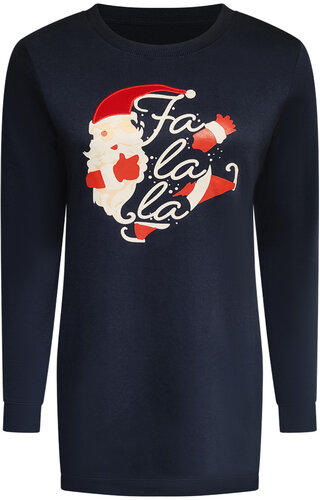 Kerstjurk Kerstman Fa La La Donkerblauw - Dames 