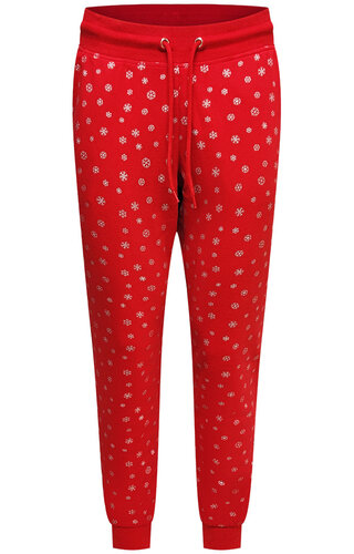 Kerst Broek Zilveren Sneeuwvlokjes Rood - Dames 