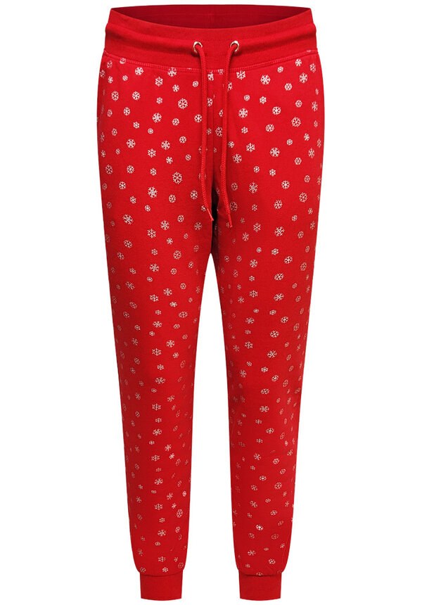 Kerst Broek Zilveren Sneeuwvlokjes Rood - Dames