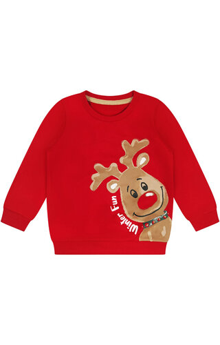 Kersttrui Rendier Winter Fun Rood - Baby's 