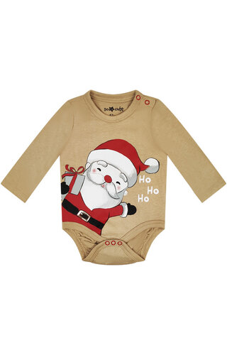 Kerst Romper Happy Santa Beige - Baby's 