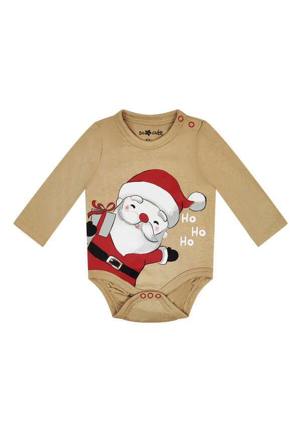 Kerst Romper Happy Santa Beige - Baby's