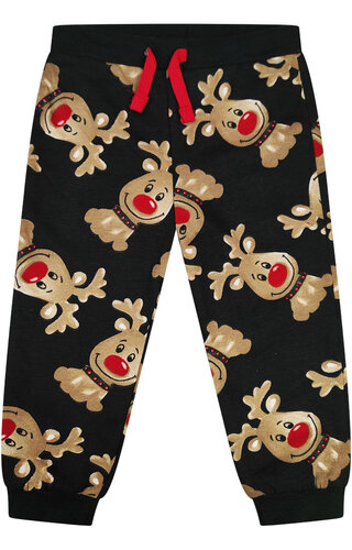 Kerst Broek Blije Rendieren Zwart - Baby's & Kinderen 