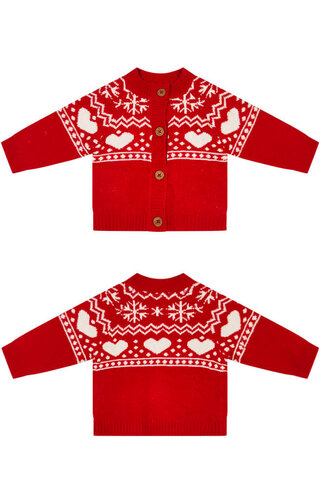 Kerst Vest Noors Hartjes Rood - Baby's & Kinderen 