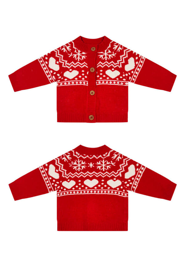 Kerst Vest Noors Hartjes Rood - Baby's & Kinderen