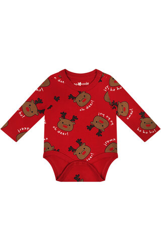 Kerst Romper Oh Deer Rood - Baby's 