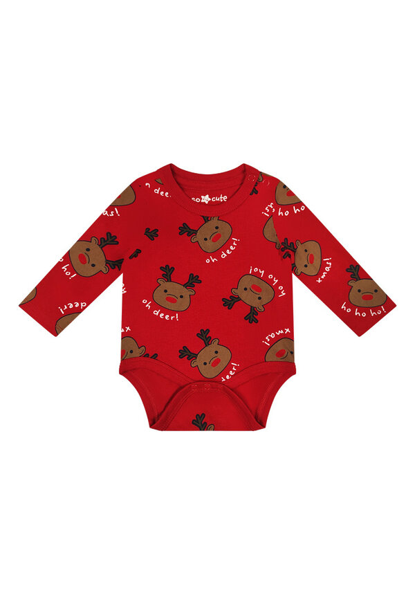 Kerst Romper Oh Deer Rood - Baby's