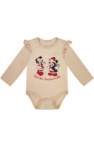Kerst Romper Mickey & Minnie Mouse Zuurstok Beige - Baby's 