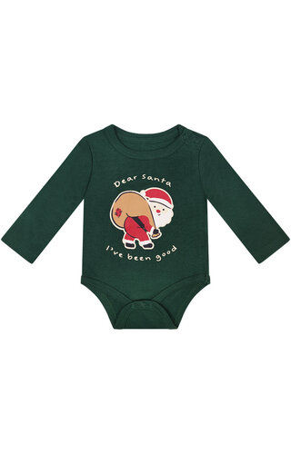 Kerst Romper Dear Santa I've Been Good Groen - Baby's 